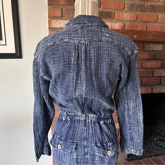 Free People Madrid Double Cloth Gauzy Jumpsuit in Indigo Blue Sz XS - Picture 8 of 9